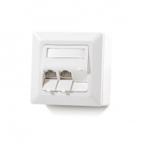 Roseta Modulo50, Categoría 6A , 3xRJ45/s, montaje sobre pared, jacks keystone incluidos
